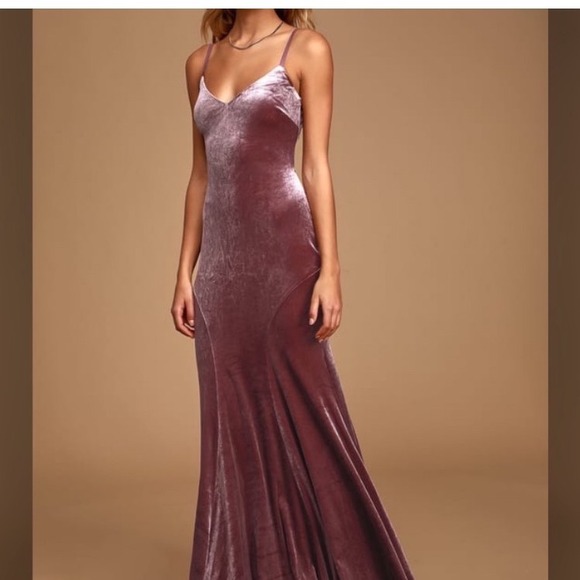 Lulus Dresses & Skirts - Lulus Mauve Purple Velvet Mermaid Maxi Dress Cutout Back Formal Gown size M